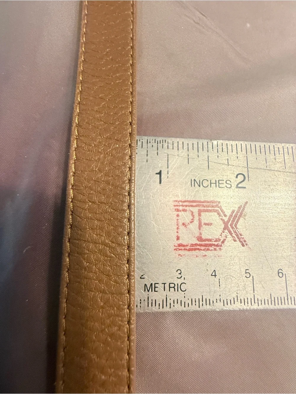 Tory Burch Tan Leather Skinny .5” Logo Belt with Gold Hardware Size Medium